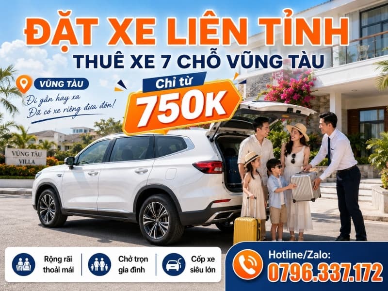 Kinh nghiệm thuê xe 7 chỗ đi Vũng Tàu xe riêng gia đình giá rẻ